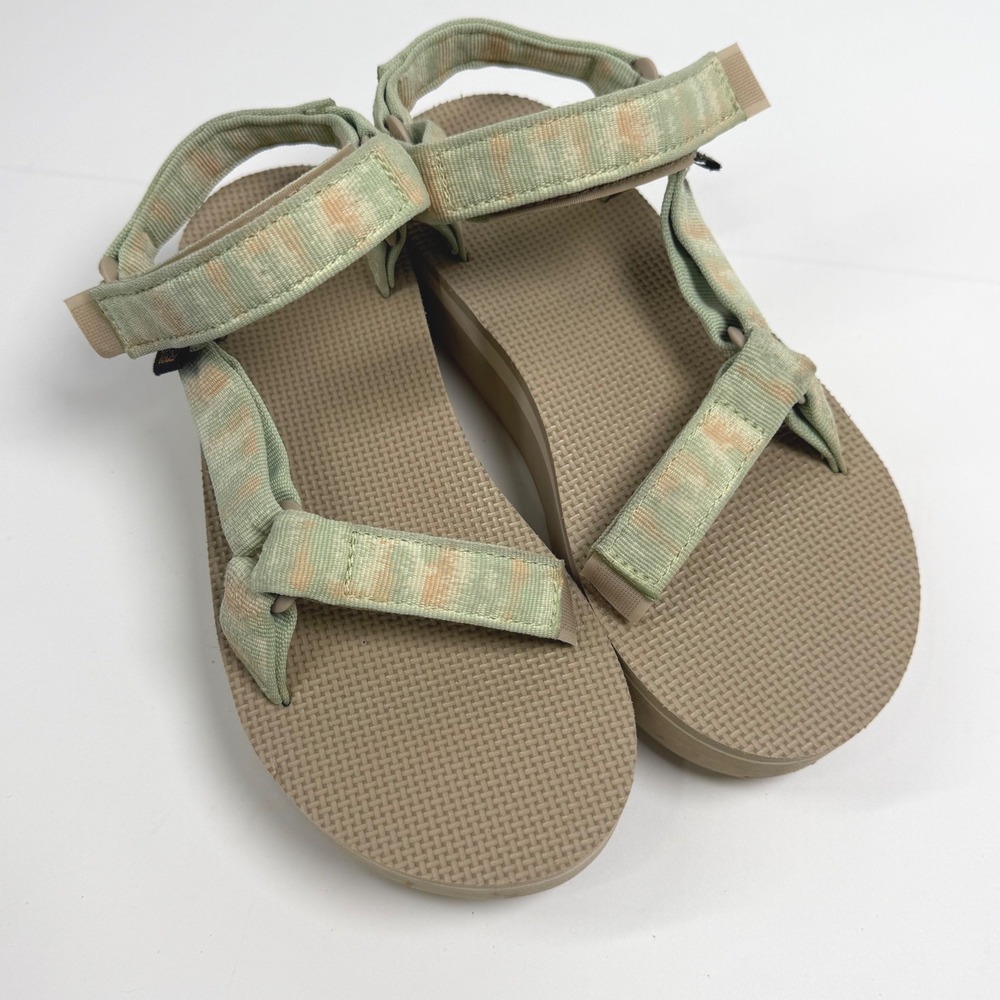 Teva Womens Flatform Universal Sage Green Peach Sandals Size 7 Outdoor Shoes